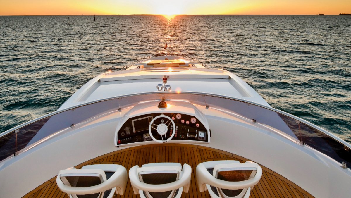 Sunset at the helm of Predator Sunseeker for Sale