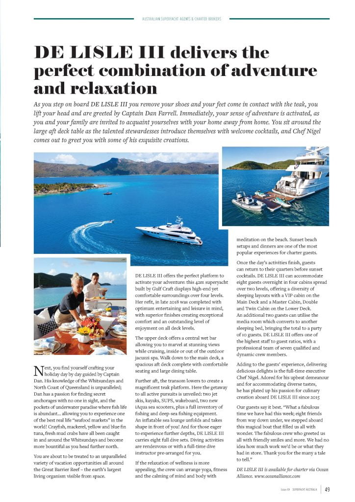 DE LISLE III superyacht australia magazine ocean alliance