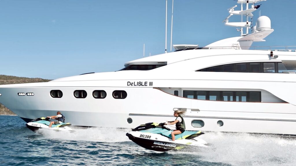 Jetskis / waverunners beside a superyacht