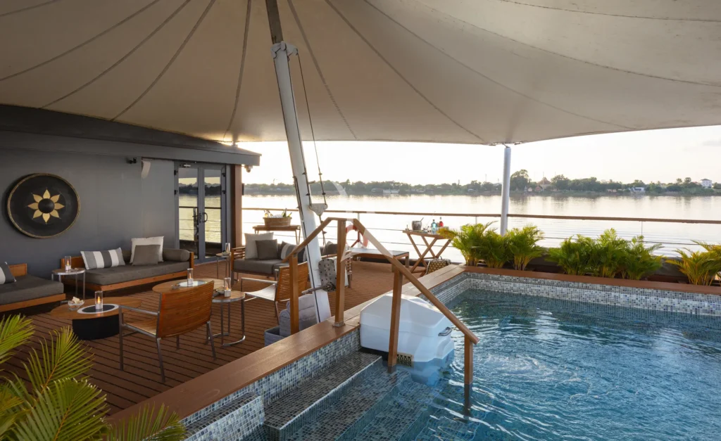 Upper deck forward lounging area and pool