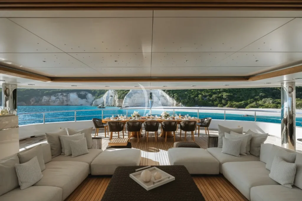 Upper deck aft dining and lounging area
