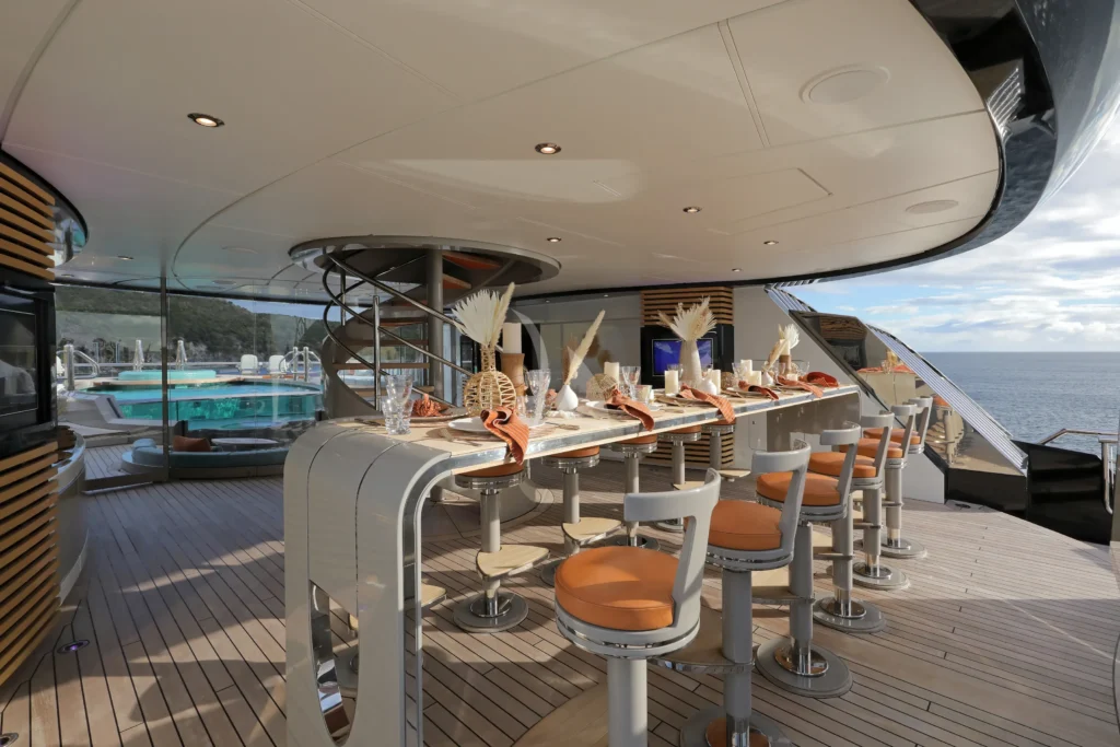 Top deck informal dining area next to BBQ