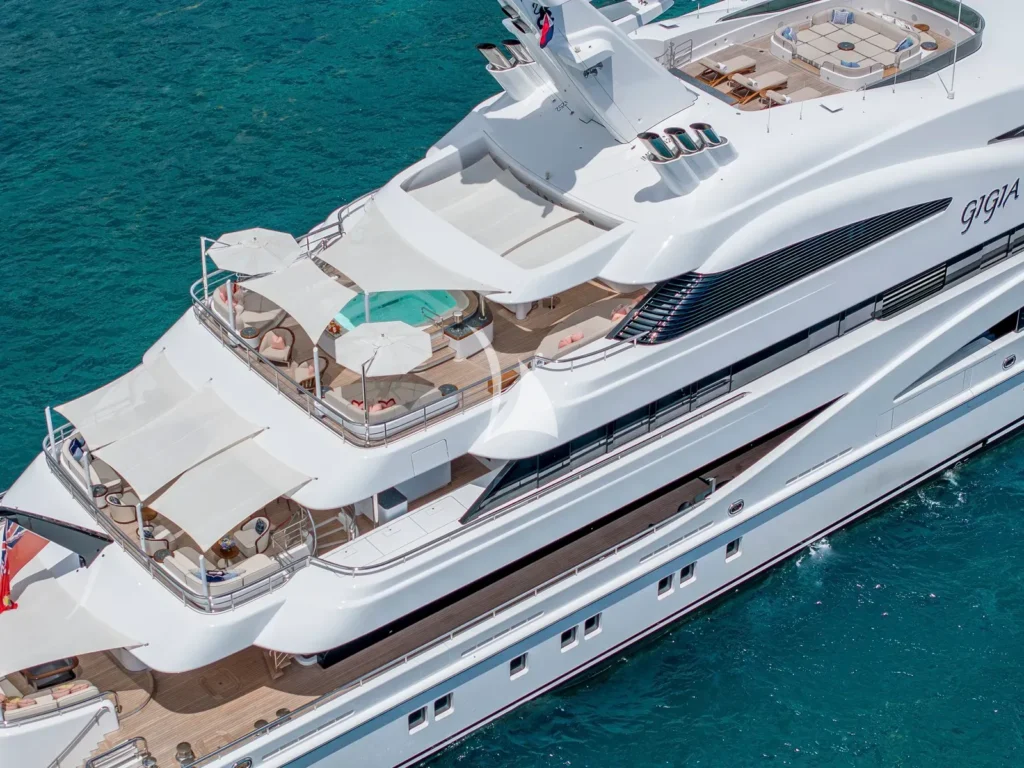 Aerial view of aft decks