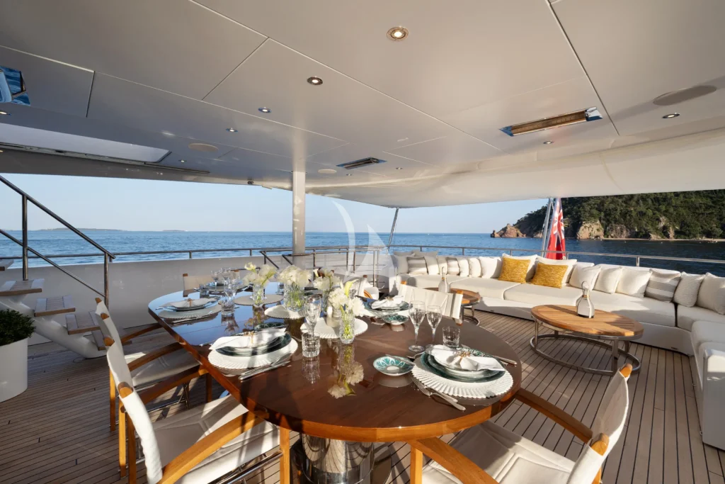 Bridge deck aft with dining