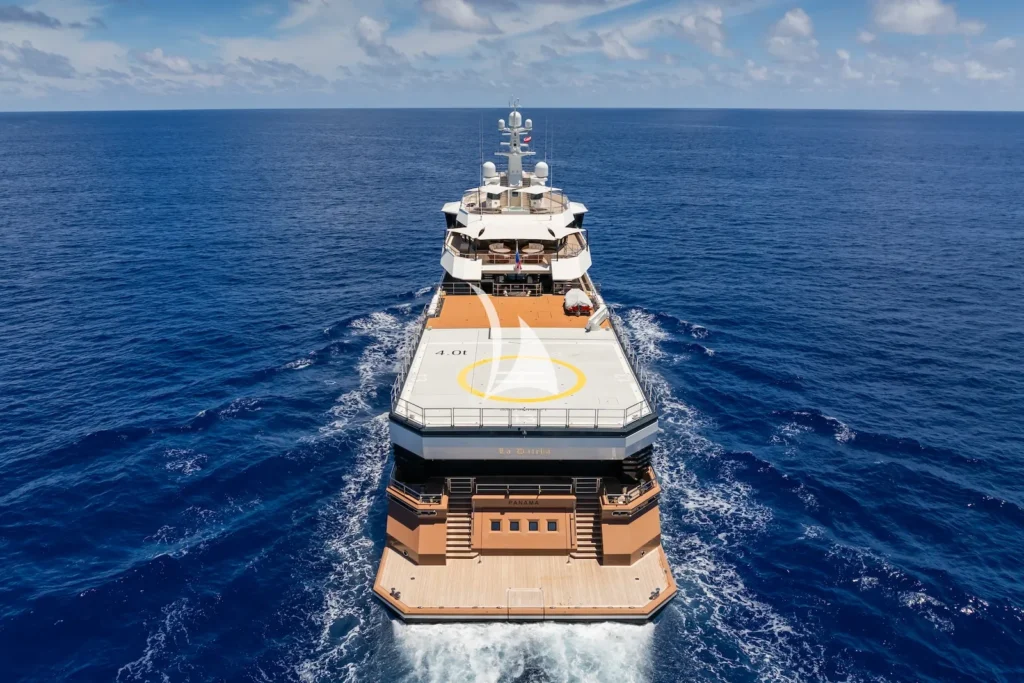View of the stern underway
