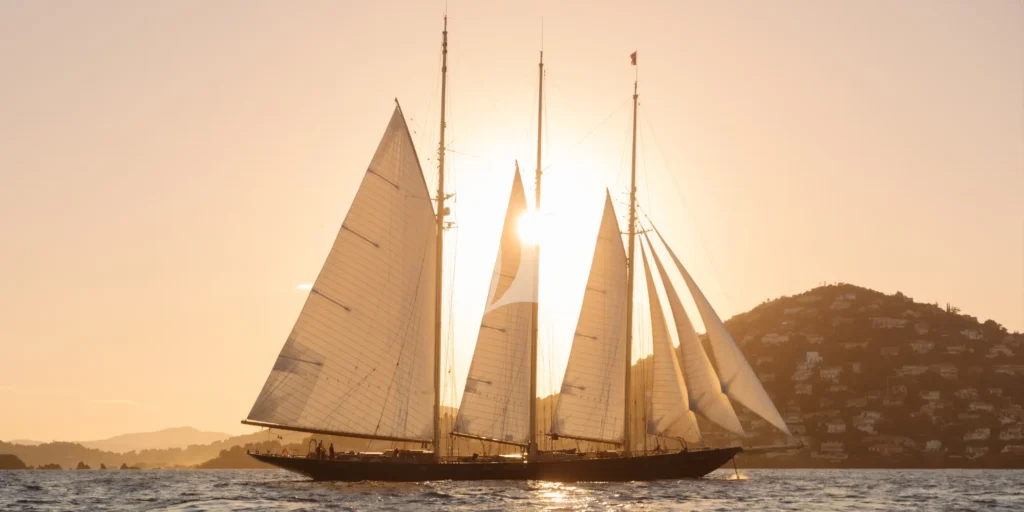 ATLANTIC sailing at sunset